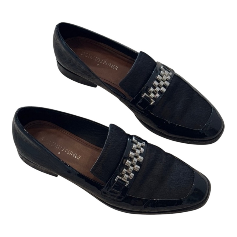 Donald J Pliner  Chain Strap Loafer Women's‎ Patent Leather Cowhide Size 7.5